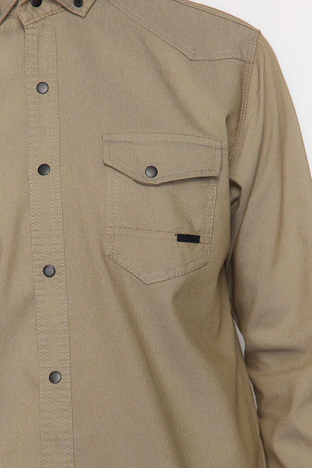 Haki Regular Fit C?tc?tl? Denim Kot Gomlek TMNSS24GO00081