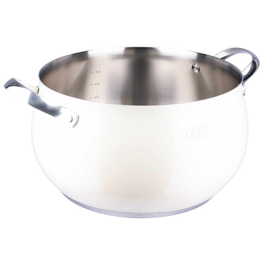 52292 GIPFEL Кастрюля NOVELLA 6,0 л / 24х13,5 см со стеклянной крышкой, с индукционным капсульным дном. Материал: нержавеющая сталь 18/10. Толщина: 0,8мм. Цвет: бежевый  фото 2