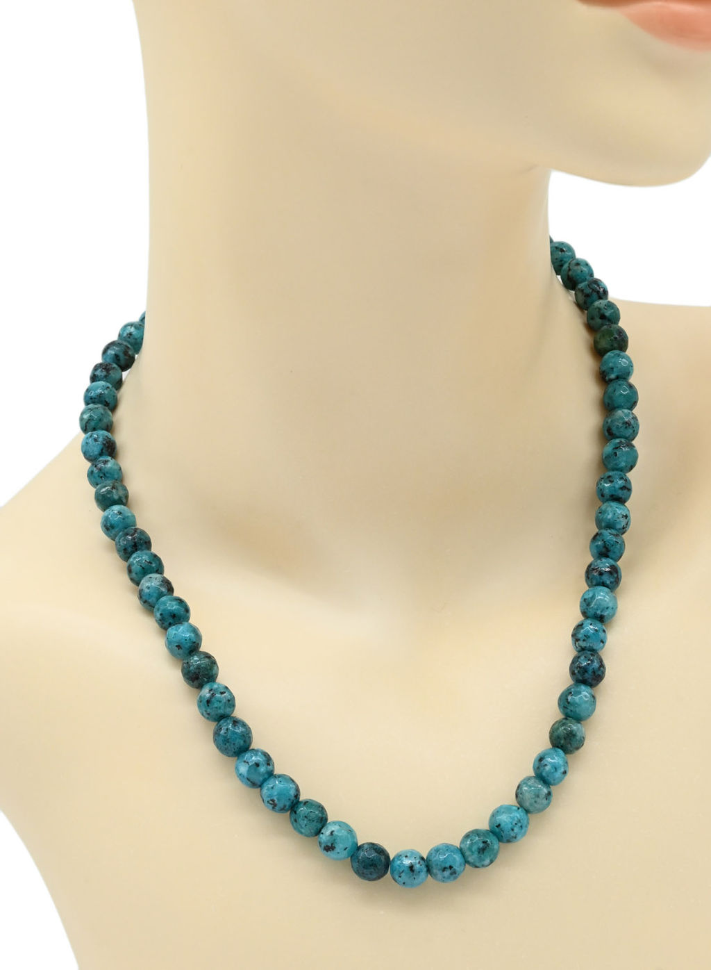 Бусы из камня кальцита граненые 8мм цв.бирюза, 48см