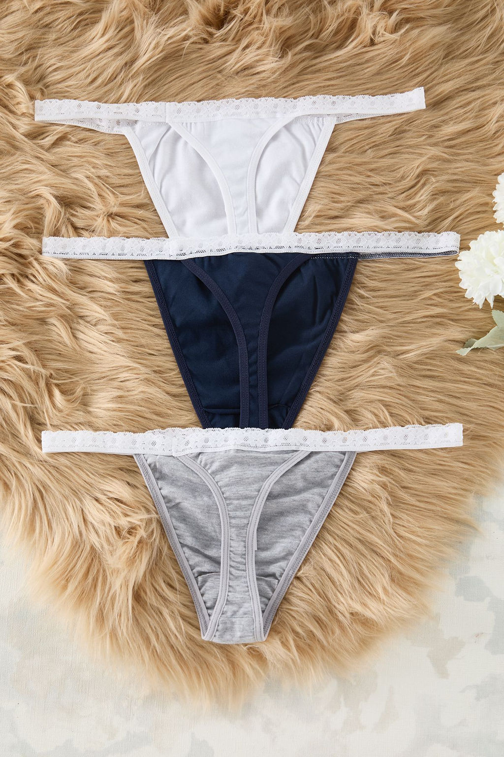Trendyolmilla Lacivert-Cok Renkli 3lu Paket Pamuklu Dantel Detayl? Tanga Orme Kulot THMSS25KU00024  фото 2
