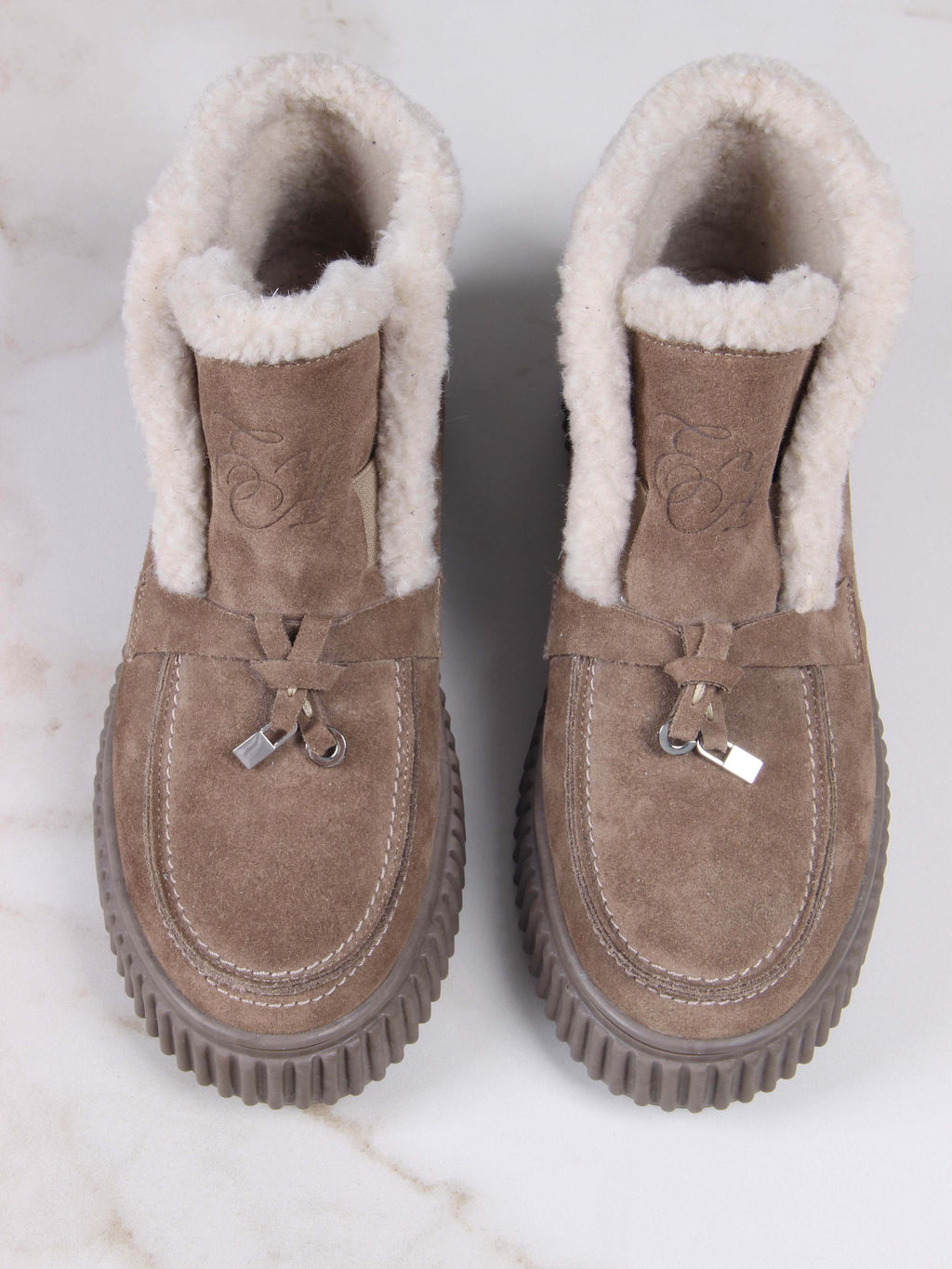 Ботинки 307.от11br. коричневый капучино замша/Шерсть