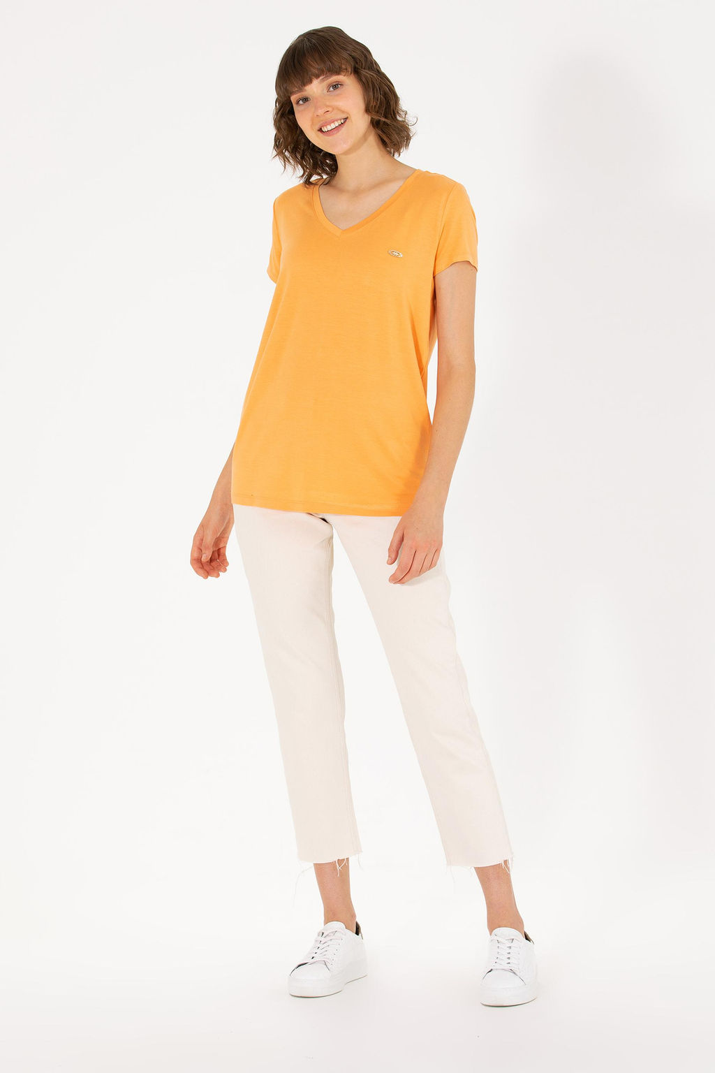Женская оранжевая футболка Basic - U.s. polo assn фото 4
