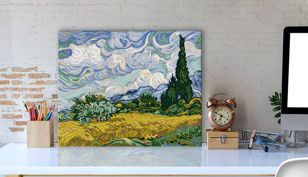 ФРЕЯ MET-PNB/PL-002 Набор для раскрашивания по номерам 50 х 40 см Винсент ван Гог, Пшеничное поле с кипарисами