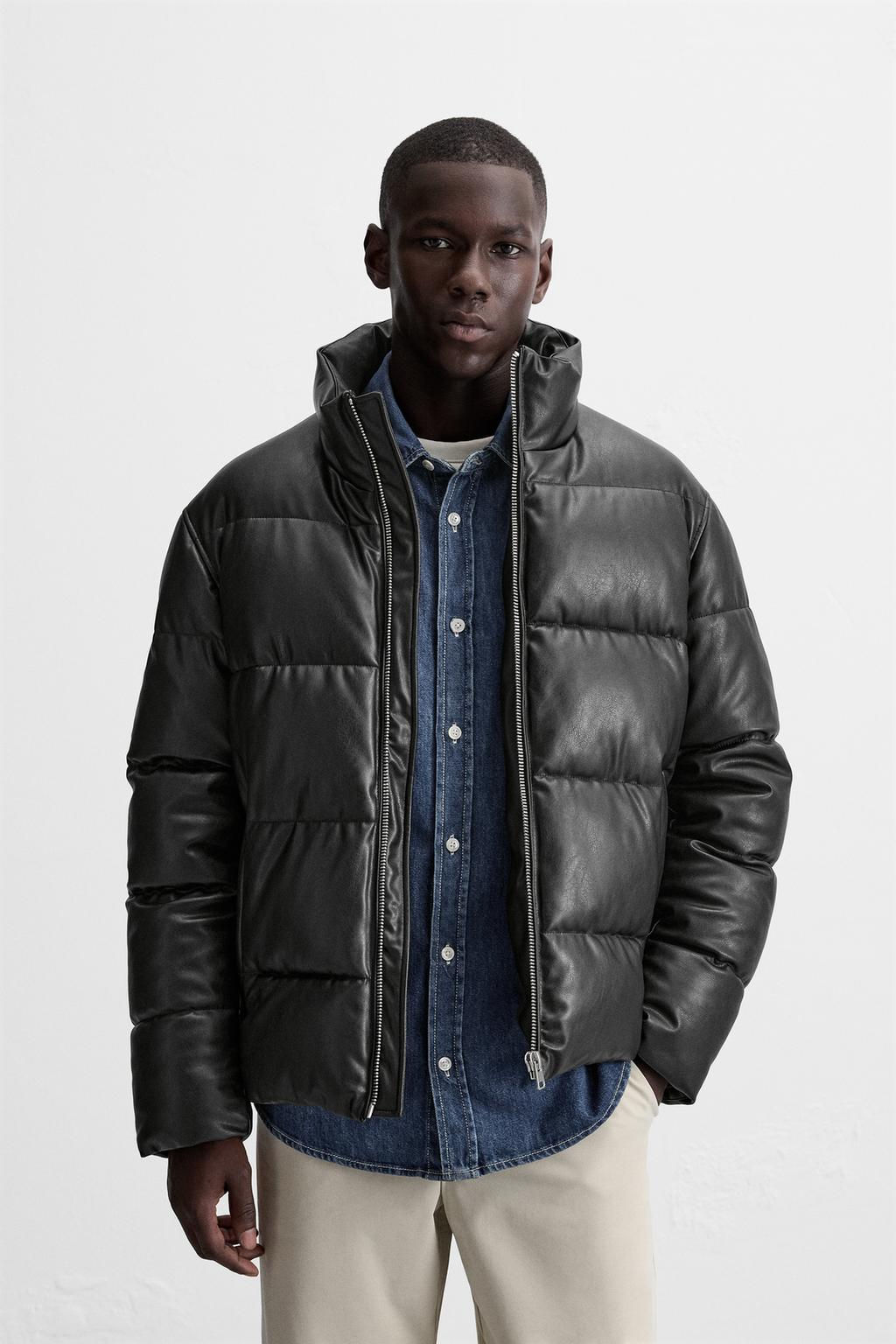 LEATHER EFFECT PUFFER JACKET - Zara фото 2