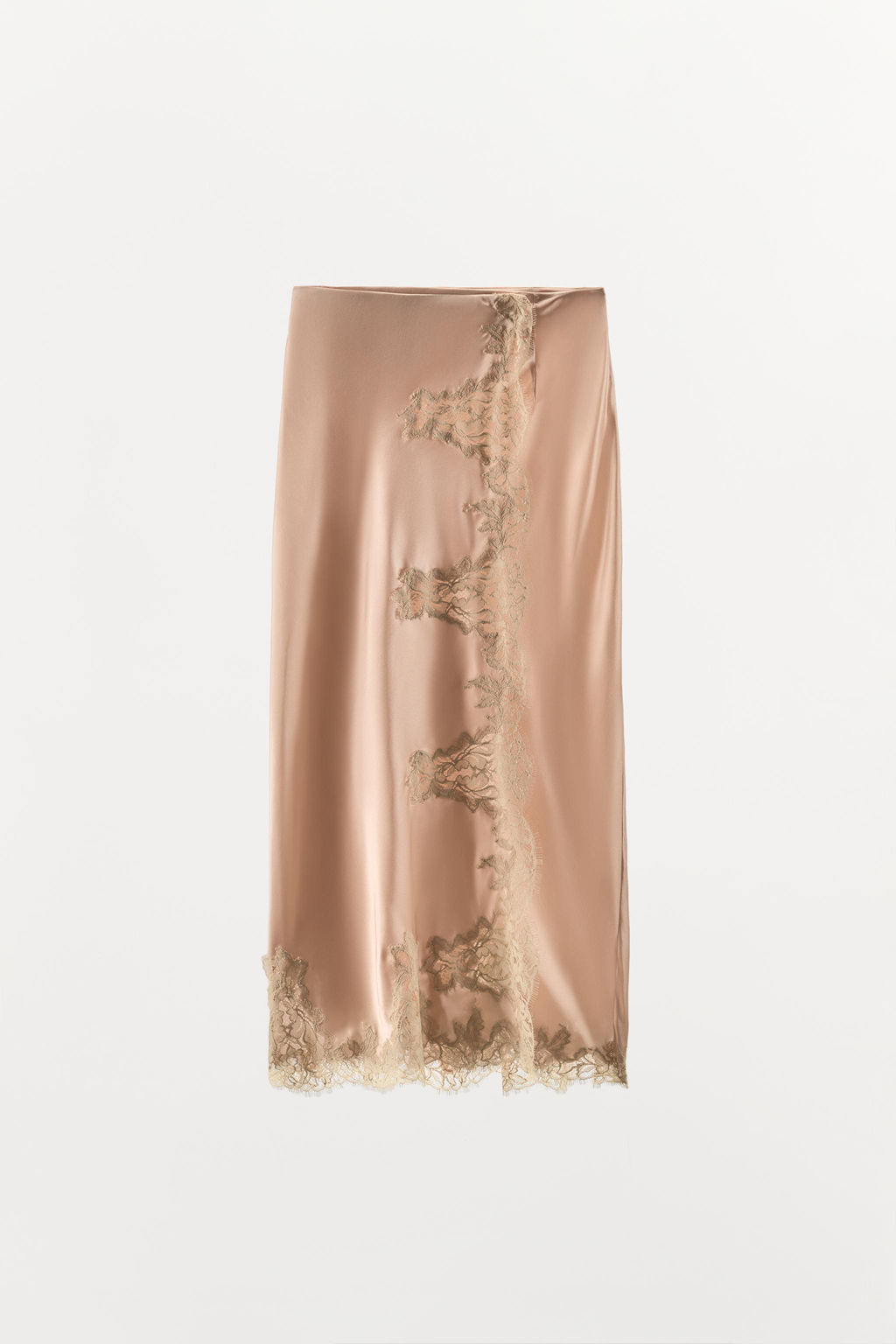 FALDA MIDI SEDA 100% ENCAJE / Rosa tiza - Zara фото 11