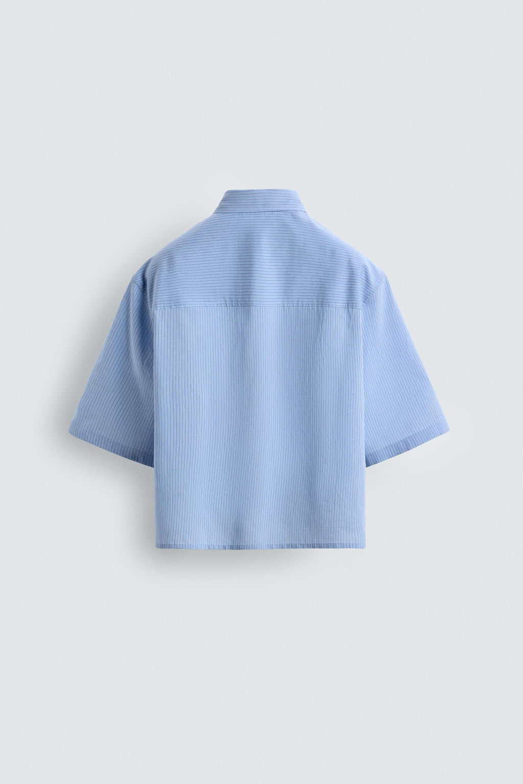 CAMISA CROPPED FIT CUADROS / Azul claro - Zara фото 8