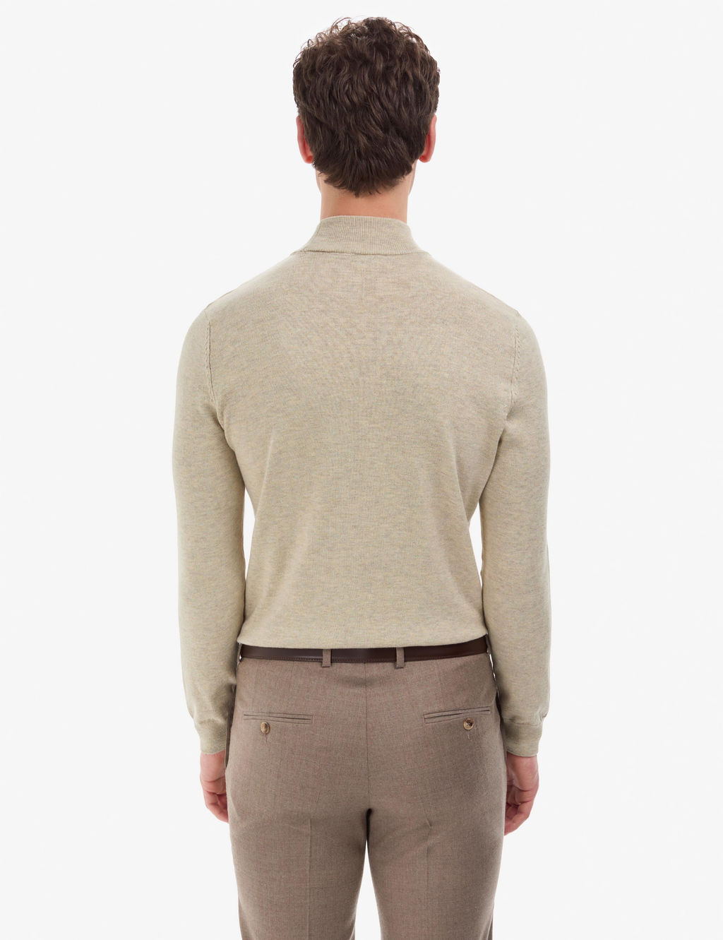 Kum Melanj Slim Fit Yar_m Bal_k__ Yaka Basic Triko Kazak