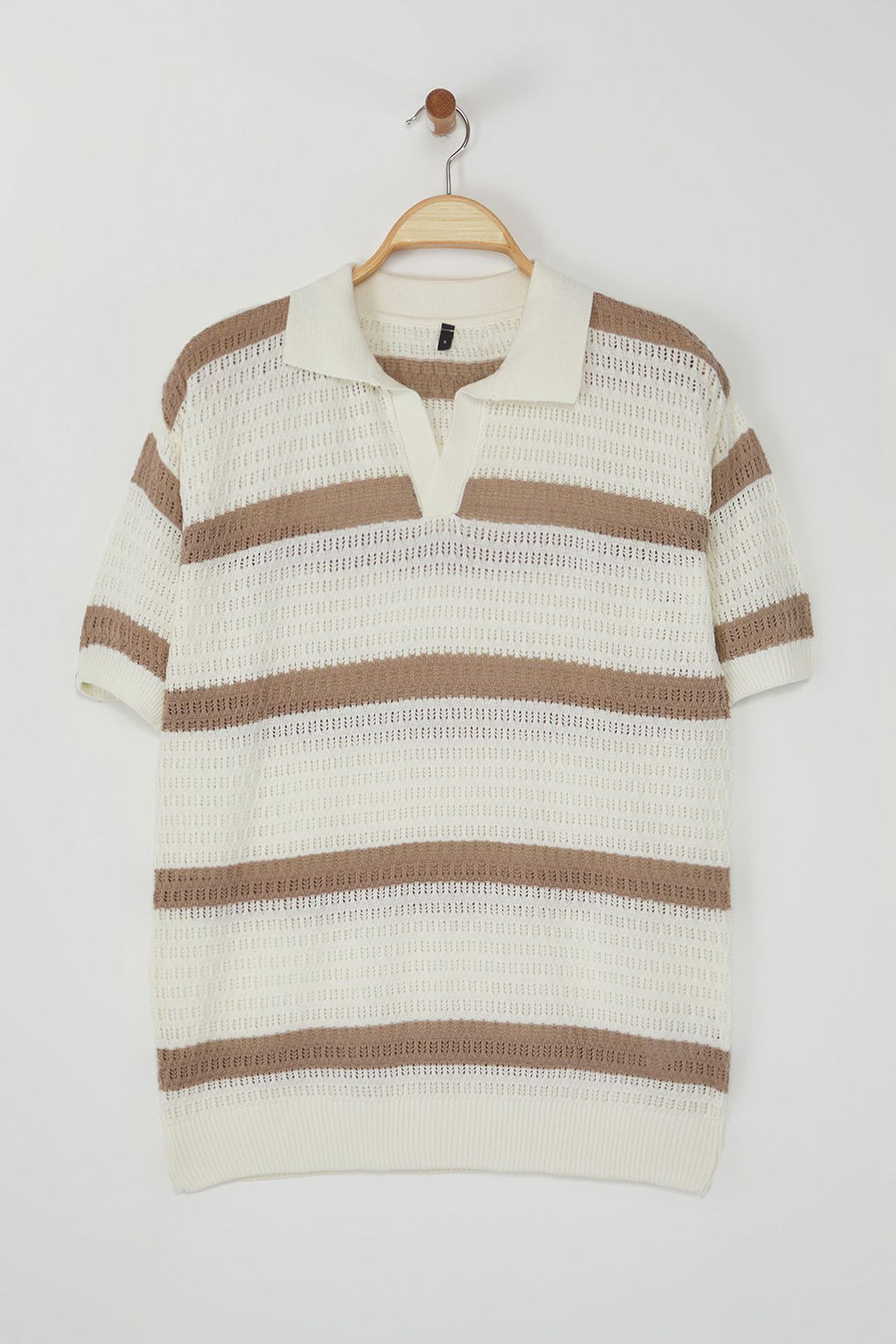 TRENDYOL MAN Limited Edition Lacivert Regular Fit Pamuklu Cizgili Triko Polo Yaka T-Shirt TMNSS24PO00004 - Trendyolmilla фото 3