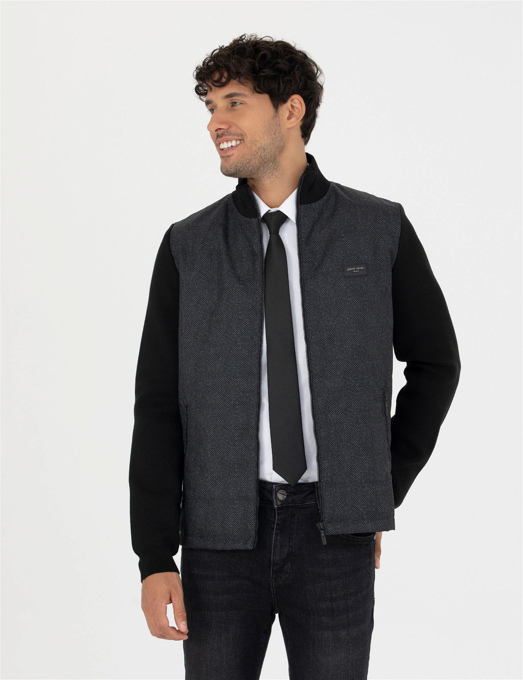 Siyah Slim Fit Fermuarl_ Triko H_rka