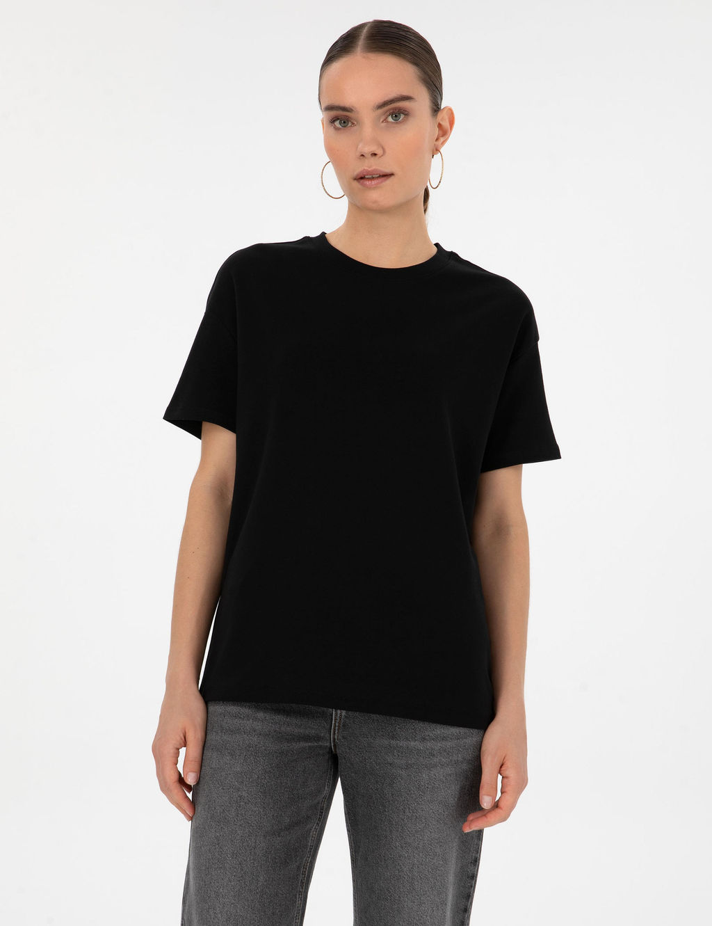 Siyah Oversize Basic Ti__rt