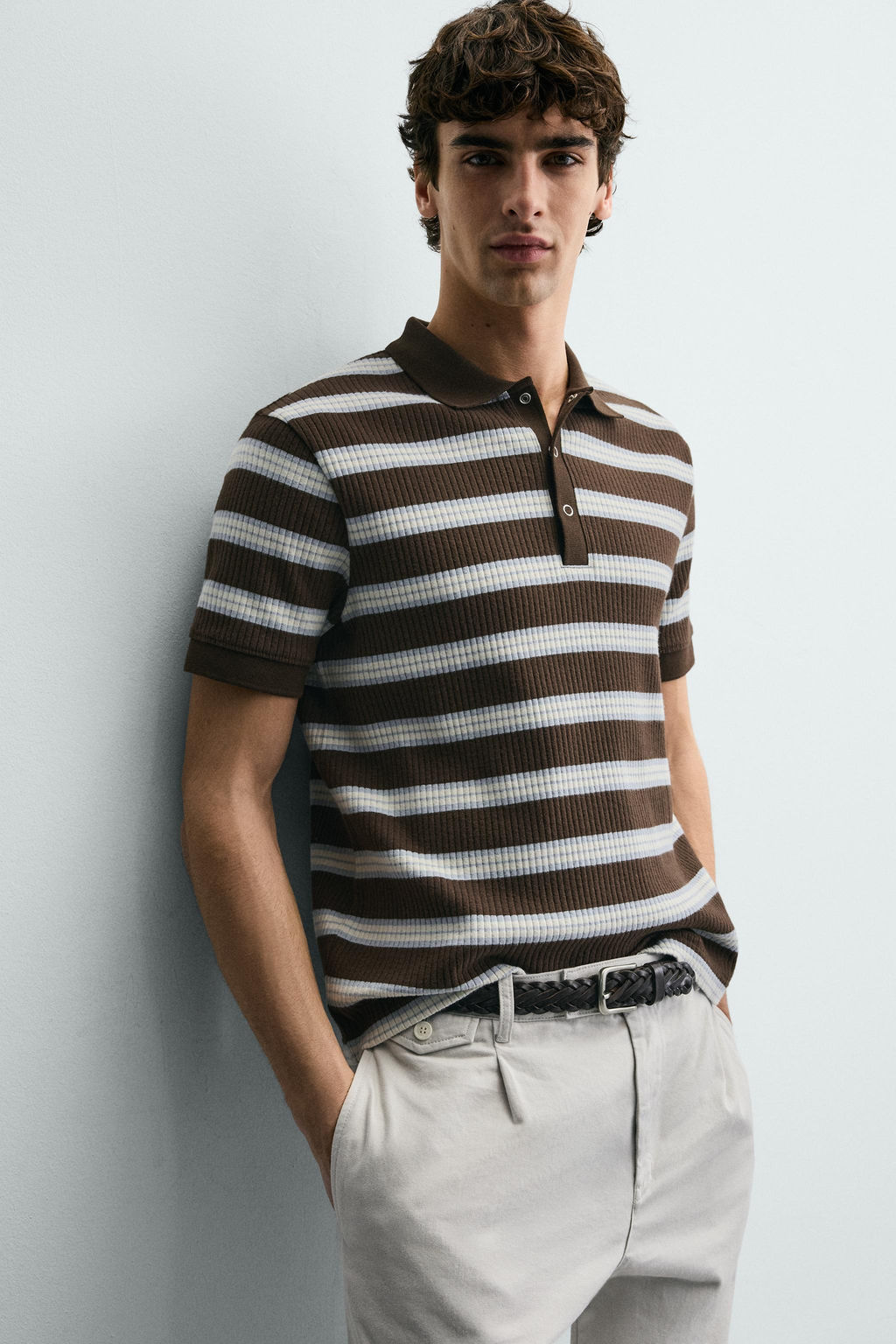 VERTICAL TEXTURED POLO SHIRT - Zara фото 5