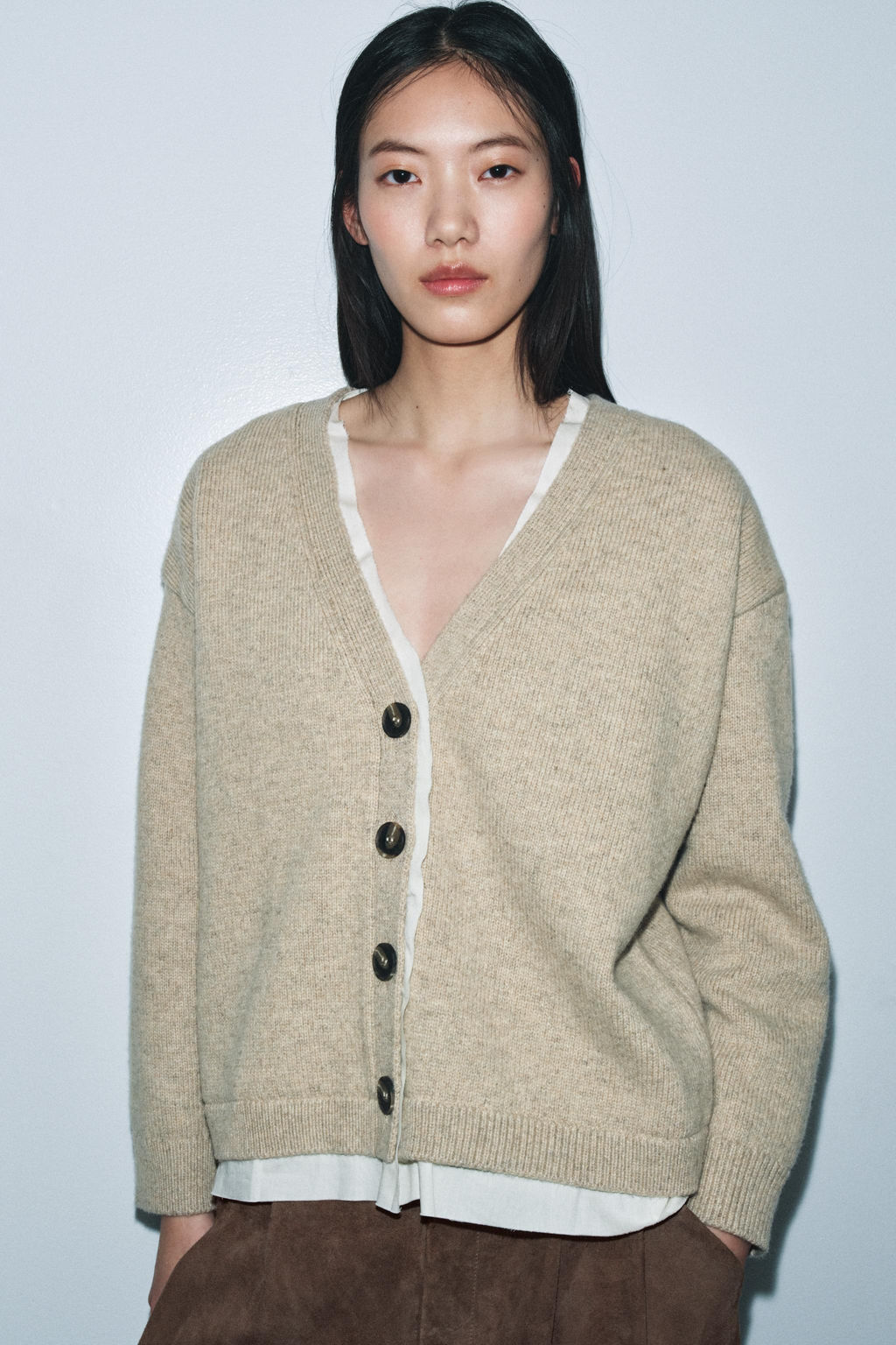CONTRAST WOOL BLEND CARDIGAN - Zara фото 2