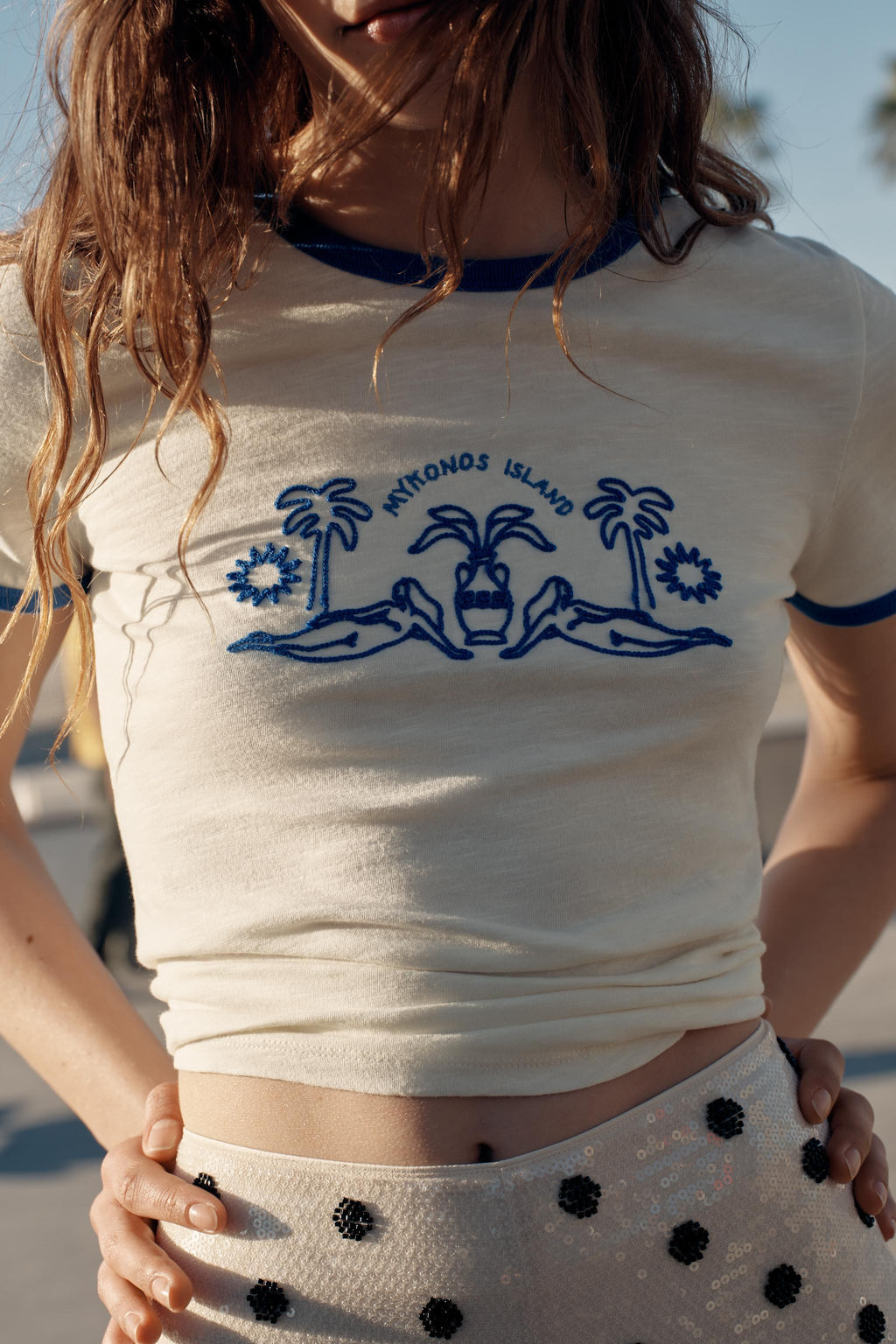 CAMISETA MANGA CORTA BORDADOS / Blanco - Zara фото 2