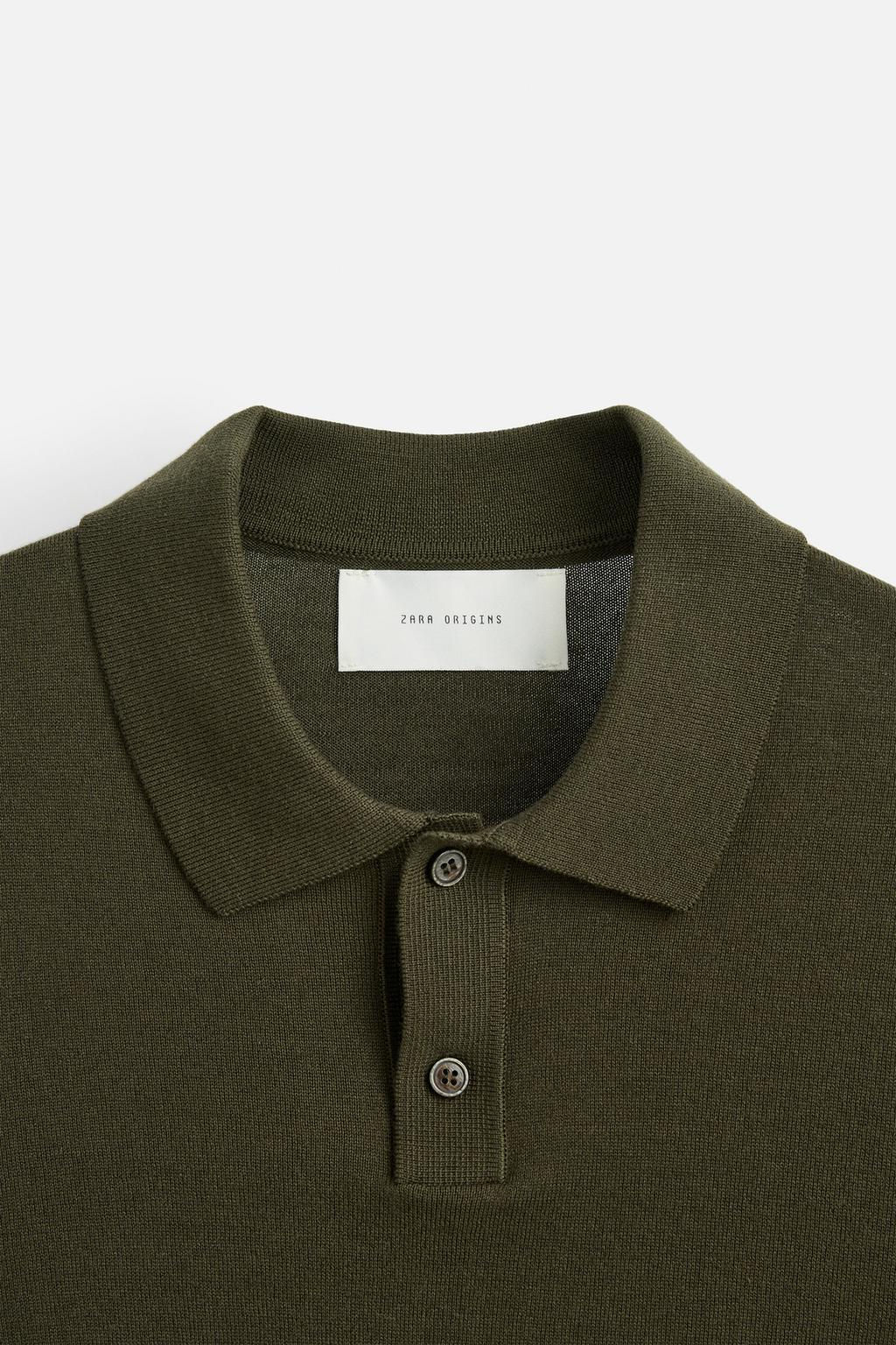 KNIT WOOL-COTTON POLO SHIRT - Zara фото 18