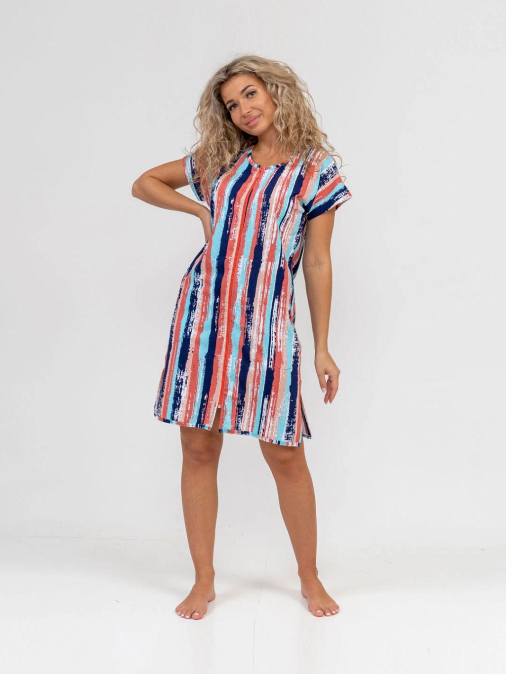 Халат женский, цвет голубой