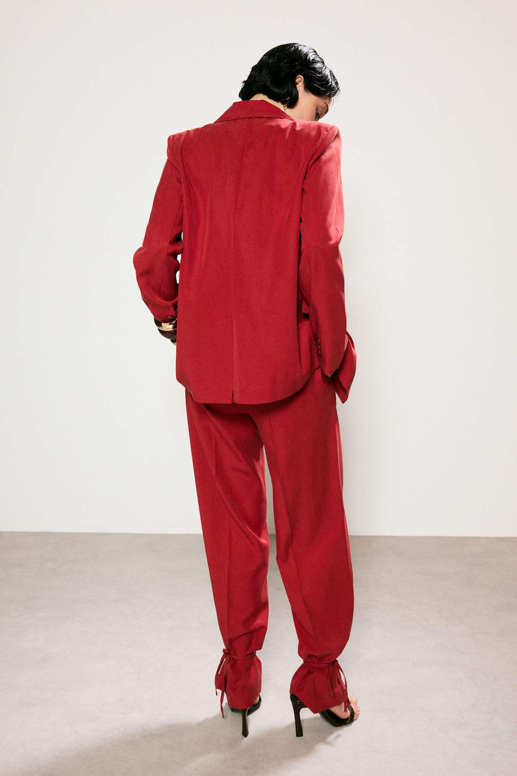 Trendyol Studio K?rm?z? Keten Gorunumlu Astarl? Dokuma Blazer Ceket TWOSS26BC00043 - Trendyolmilla фото 7