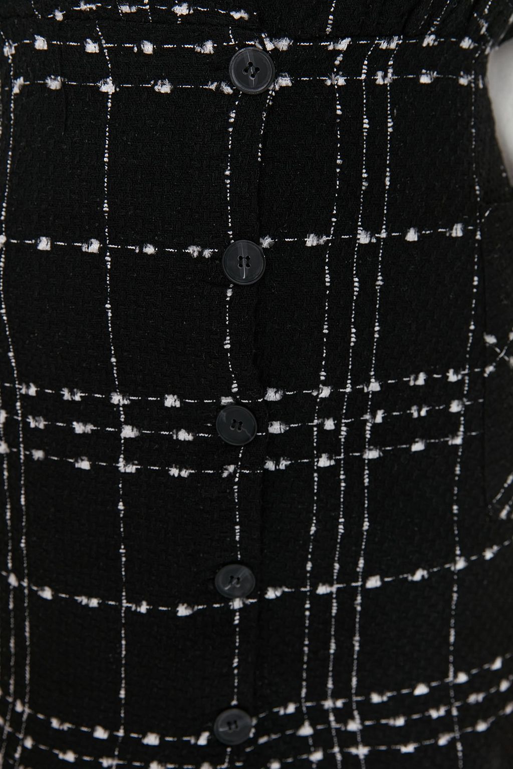 TRENDYOLMILLA Ekru Ekose / Kareli V Yaka Mini Dokuma Jile Elbise TWOAW21EL0319 фото 4