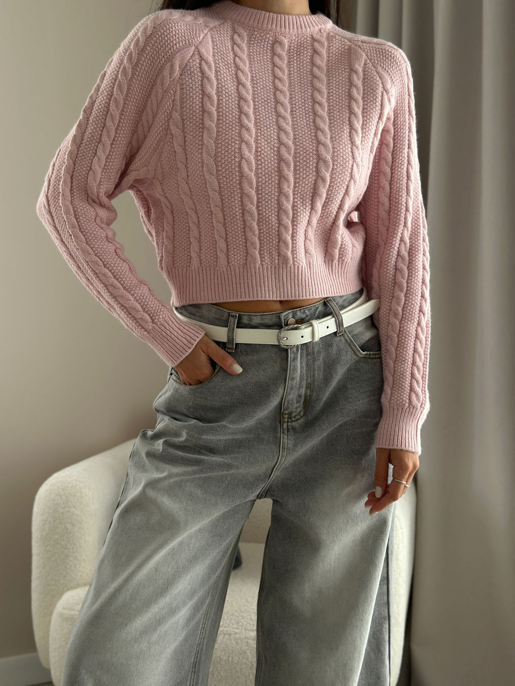 Кроп-свитер Эми (розовый) One Size - Nadi bordo фото 12