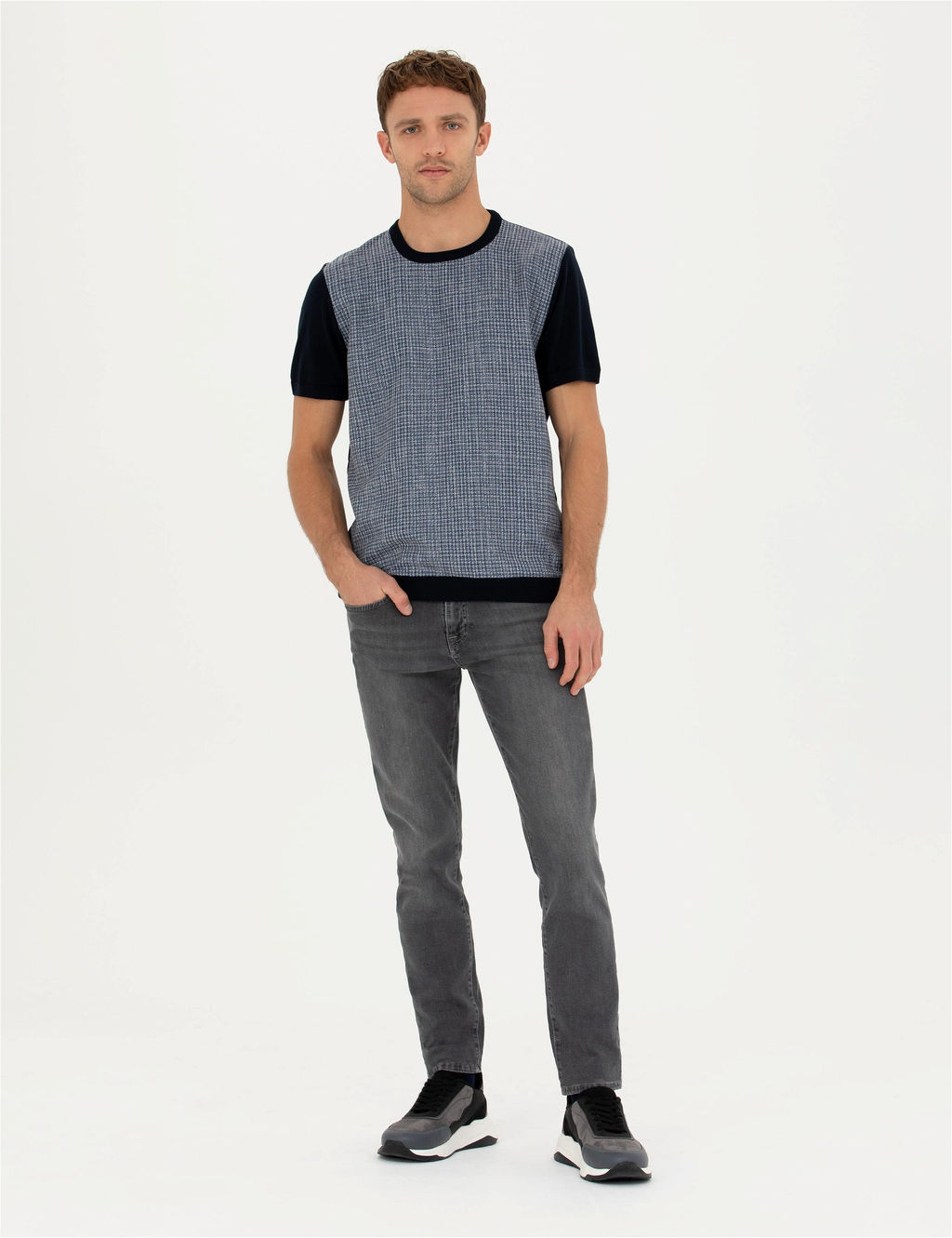 Lacivert Slim Fit Bisiklet Yaka Triko Ti__rt