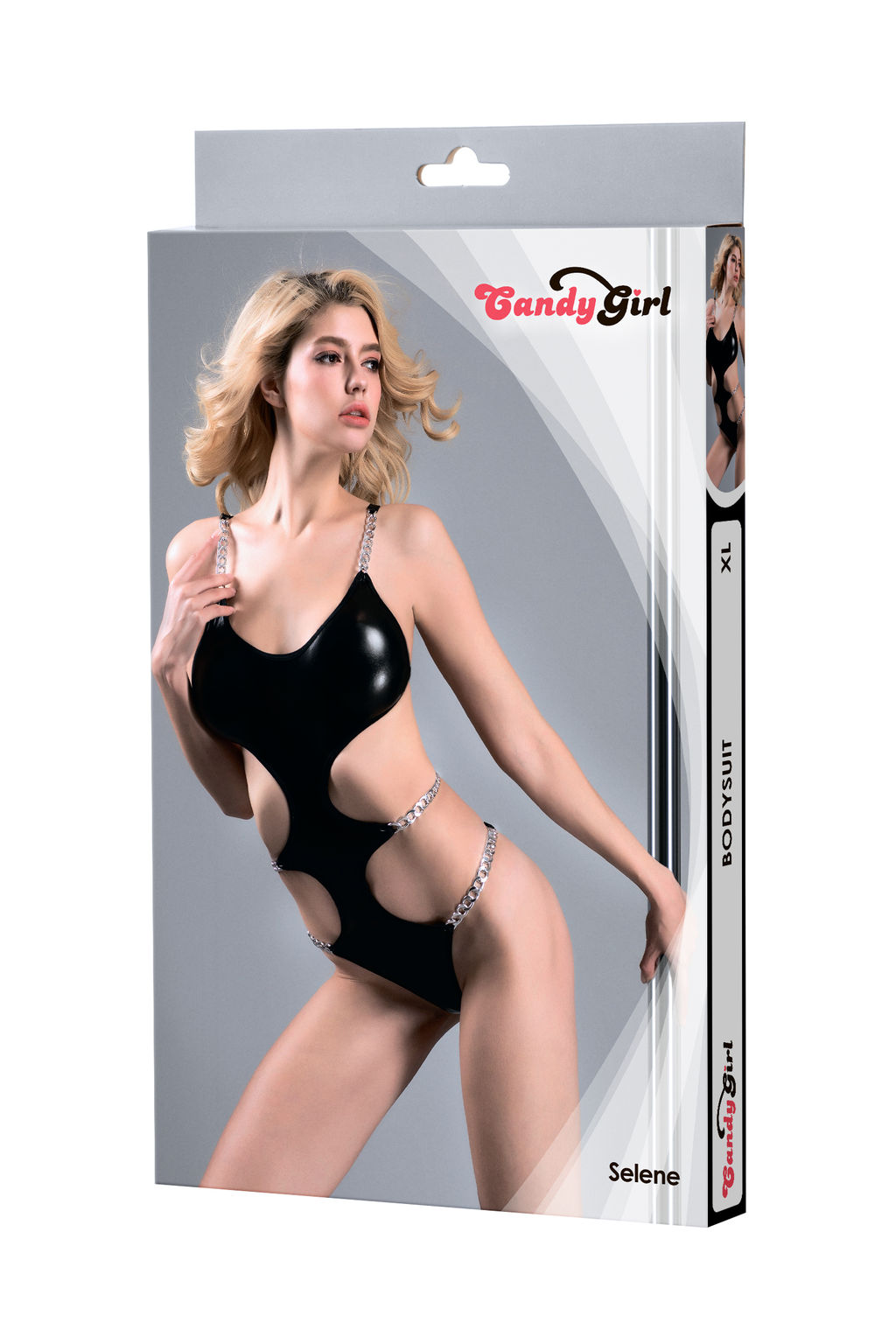 Боди с металлическими цепочками Candy Girl Selene черное, XL  фото 4