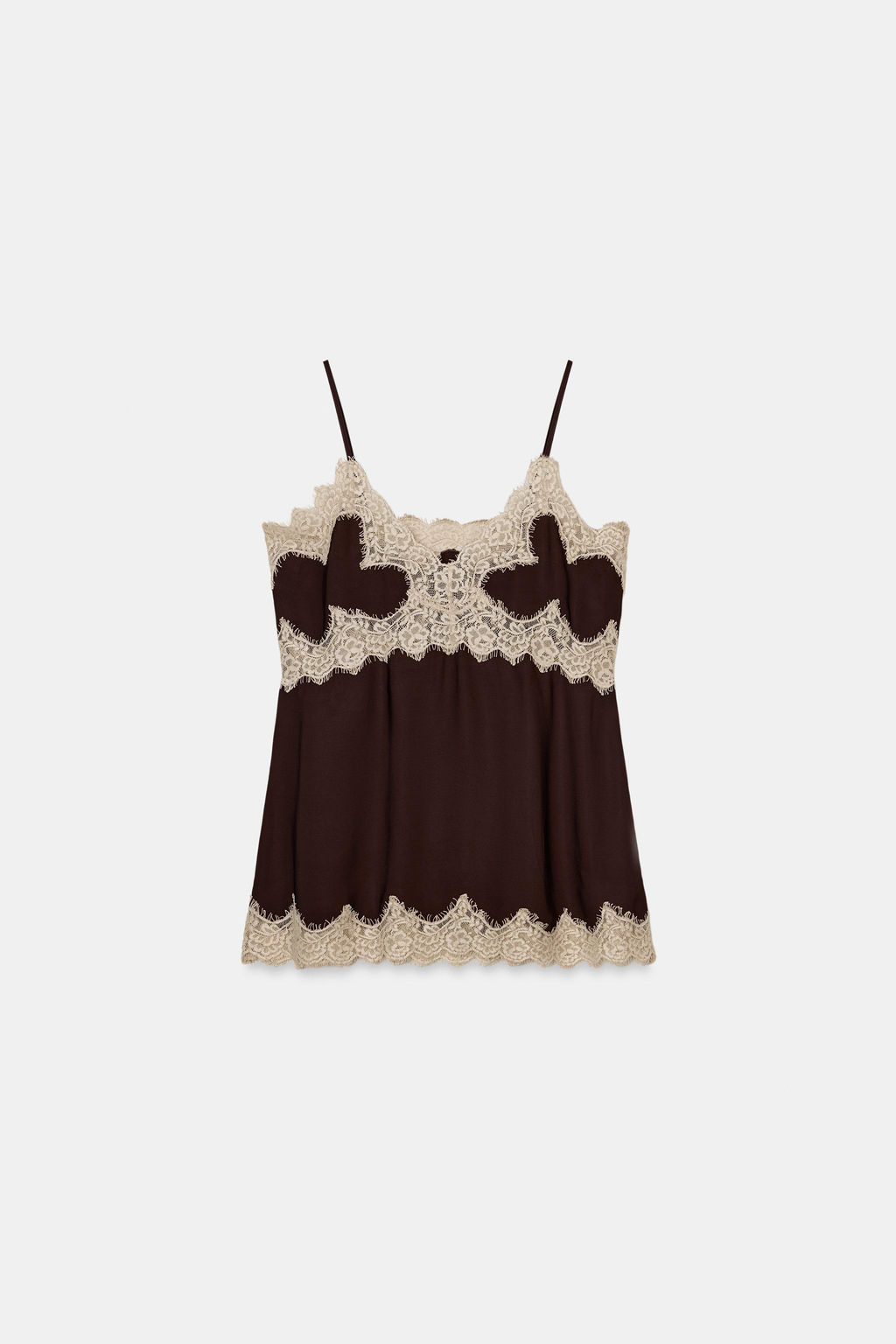 TOP LENCERO ENCAJE ZW COLLECTION / Marr?n - Zara фото 7