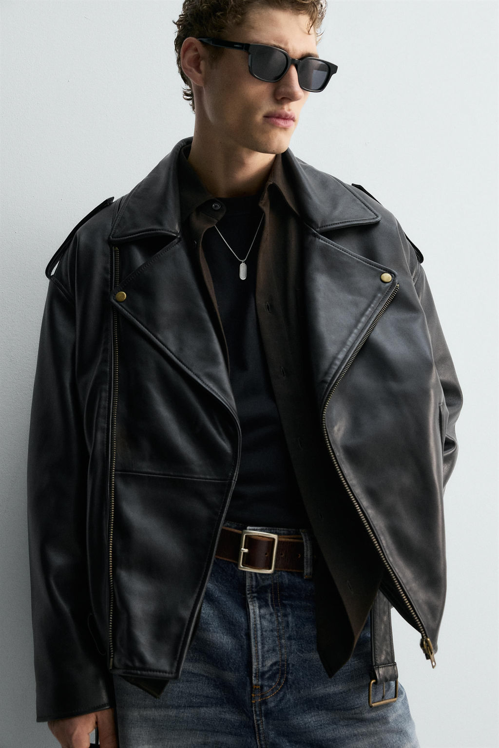 LEATHER BIKER JACKET LIMITED EDITION - Zara фото 6
