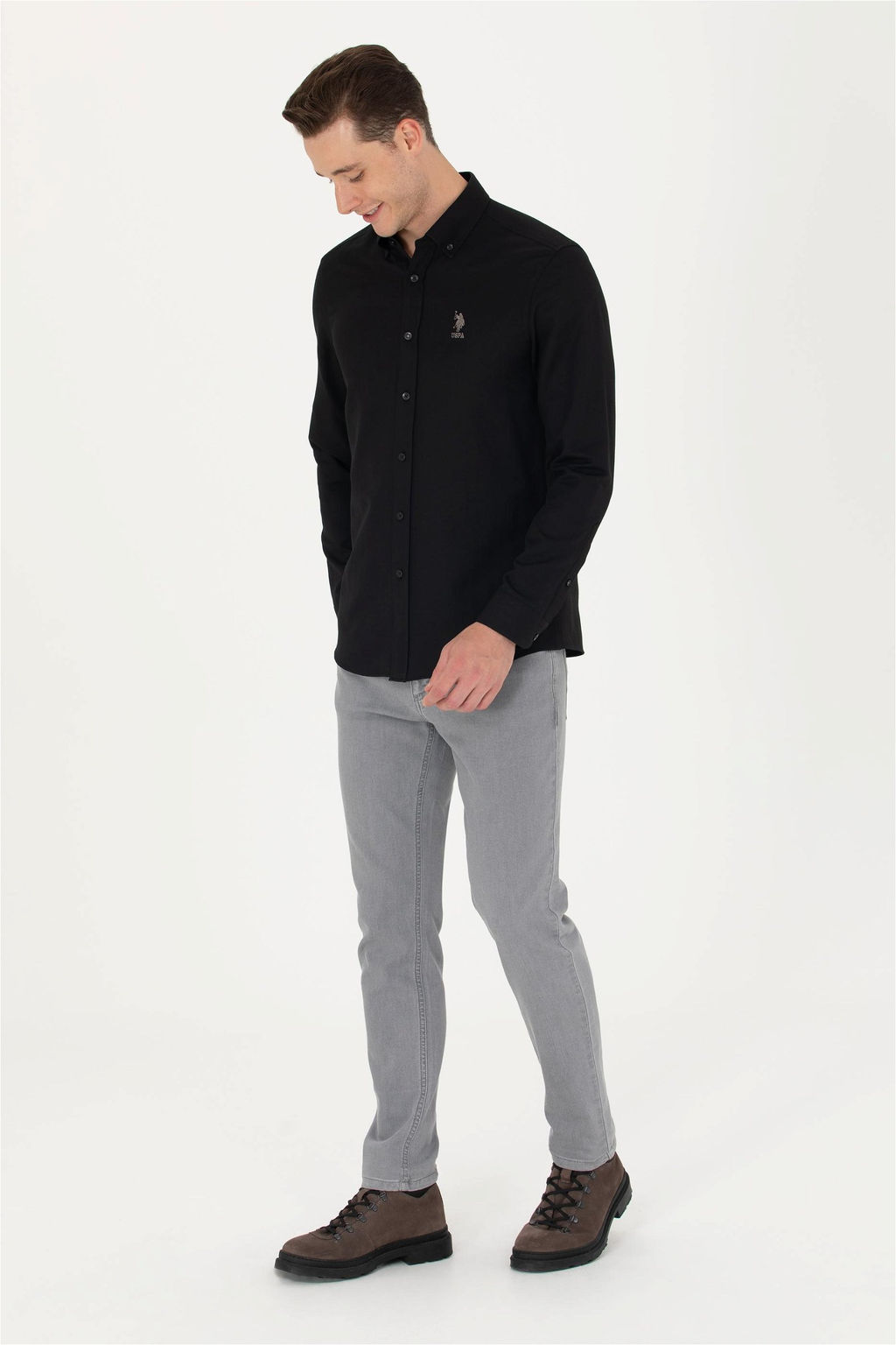 Мужская черная базовая рубашка с длинным рукавом Неожиданная скидка в корзине - U.s. polo assn фото 3