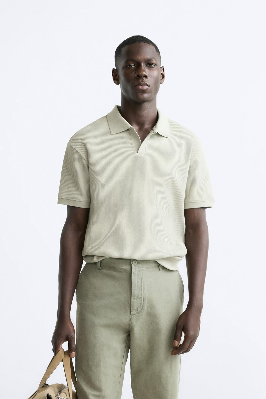 TEXTURED POLO SHIRT WITH RIBBED TRIMS - Zara фото 20