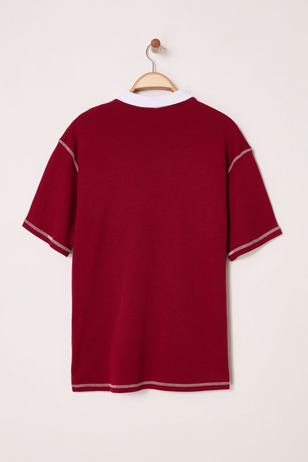 TRENDYOL MAN Bordo Oversize/Genis Kesim Dikis Detayl? Polo Yaka T-shirt TMNSS25PO00034 - Trendyolmilla фото 7