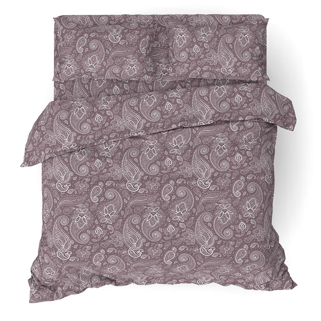 Постельное белье, комплект 1,5 спальный Восточные огурцы, коричневый, 4 предмета: пододеяльник 145х215см, простыня классическая 150х220см, 2 наволочки 70х70см с клапаном-запахом, бязь Комфорт 121г/м2, хлопок 100%, упаковка классическая ПВХ 32х4 - Домашняя Мода фото 2