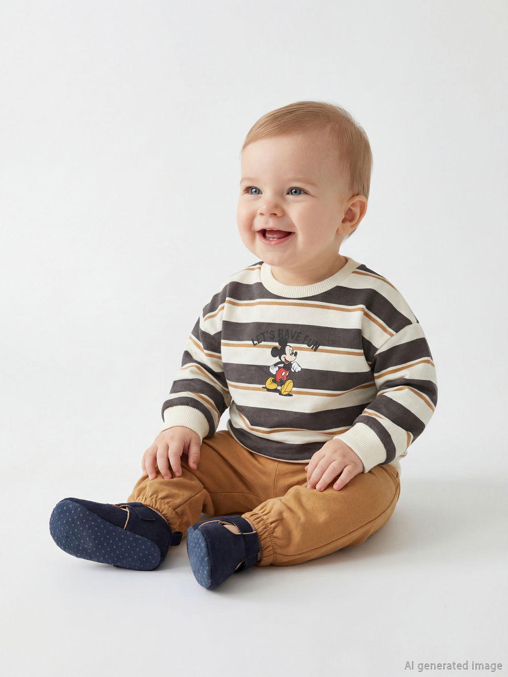 Mickey Mouse Bask?l? Erkek Bebek Sweathshirt ve E?ofman Alt