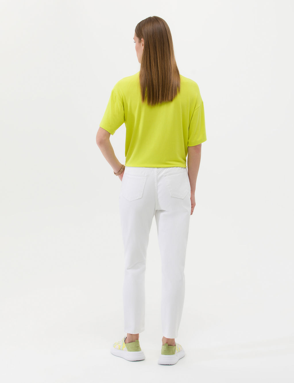 Beyaz Mom High Waist Fit Jean Pantolon