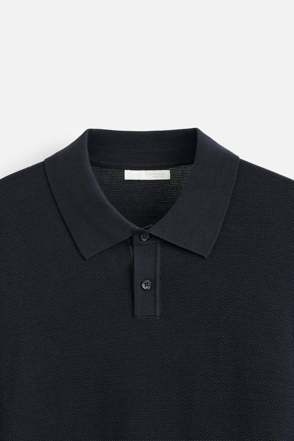 TEXTURED PIQUE KNIT POLO SHIRT - Zara фото 9