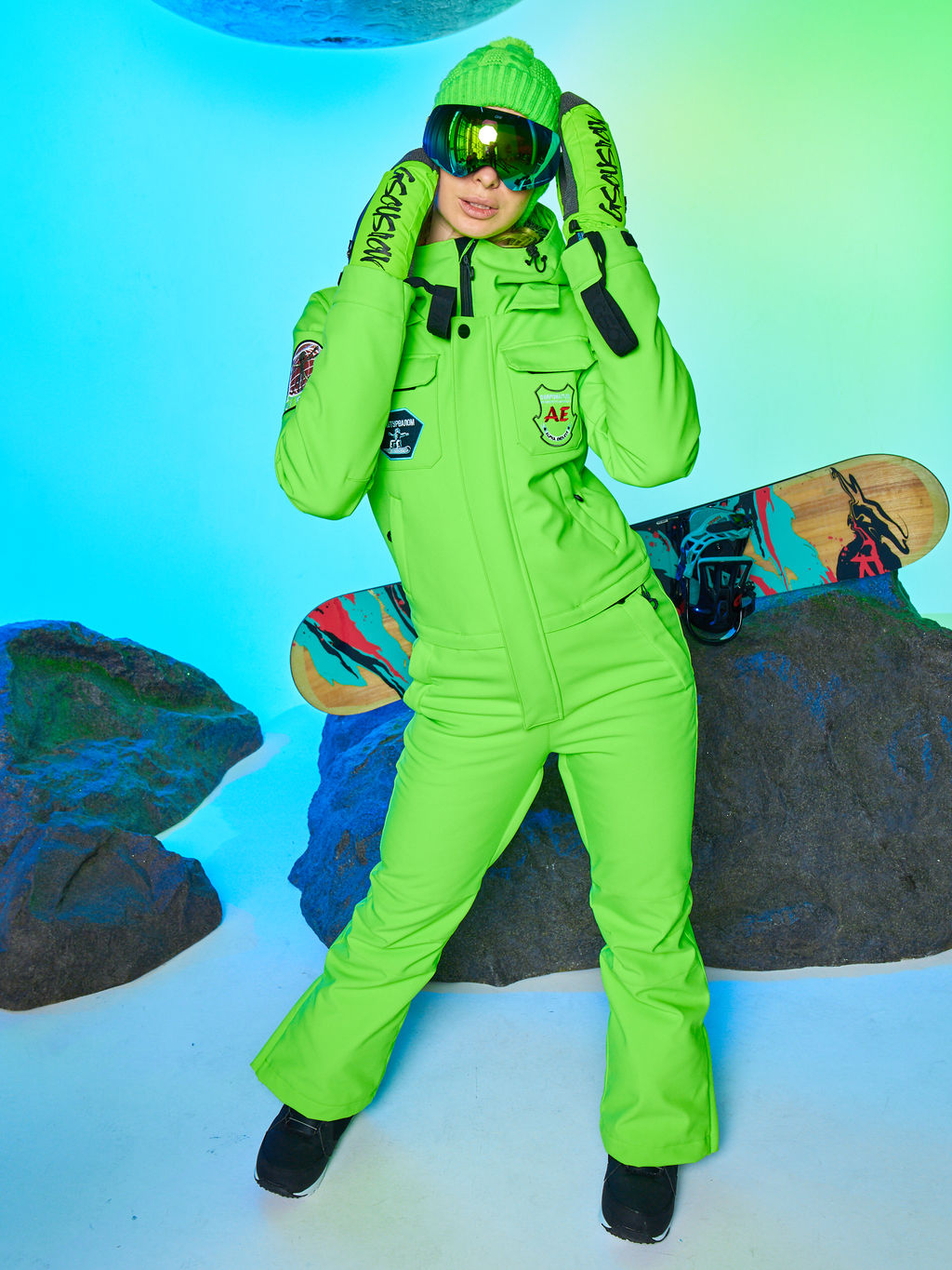 Женский сноубордический горнолыжный комбинезон Alpha Endless Aeternitas 223/2305 FAG - Салатовый  фото 24