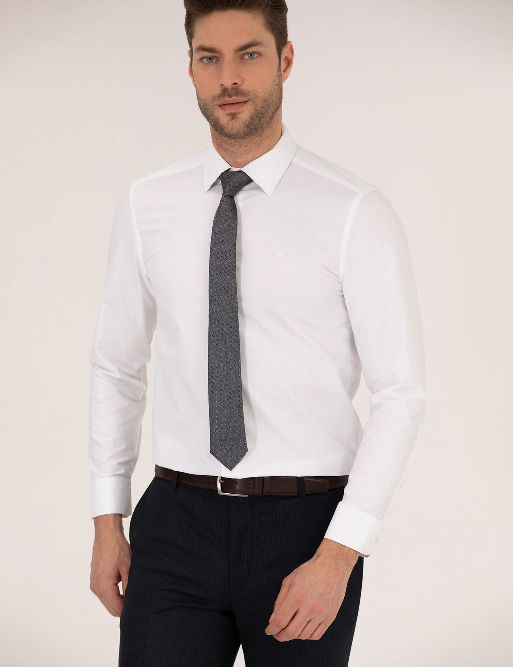 Beyaz Slim Fit Uzun Kollu Klasik G_mlek
