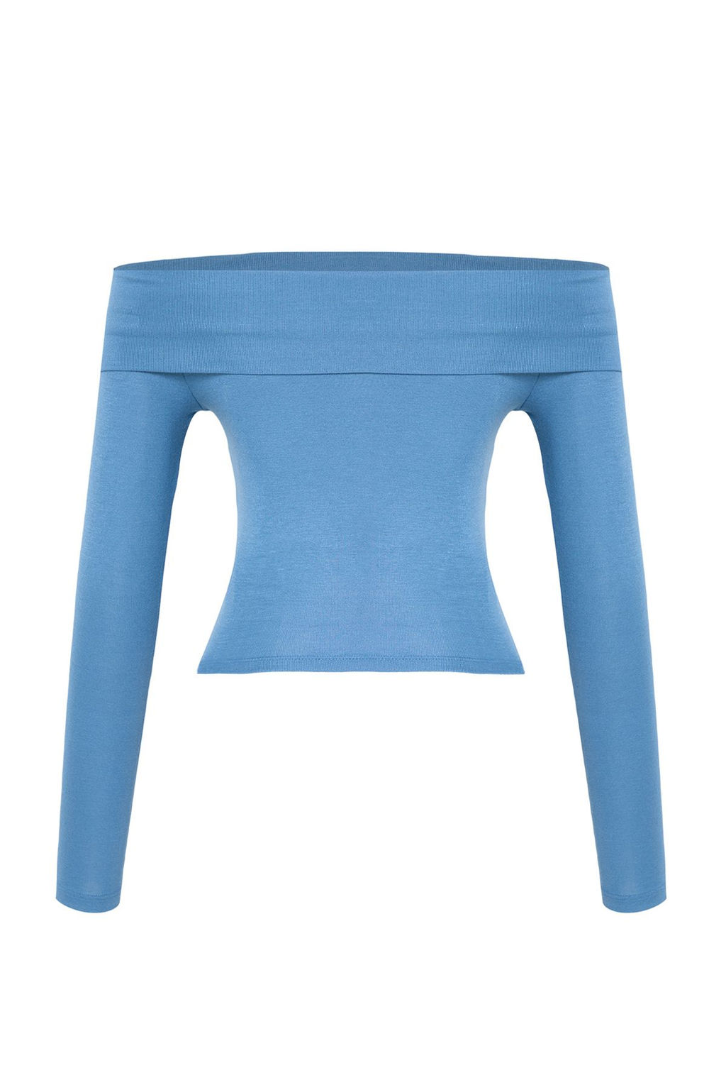 Indigo Carmen Yaka Crop/K?sa Esnek Orme Bluz TWOAW25BZ00008