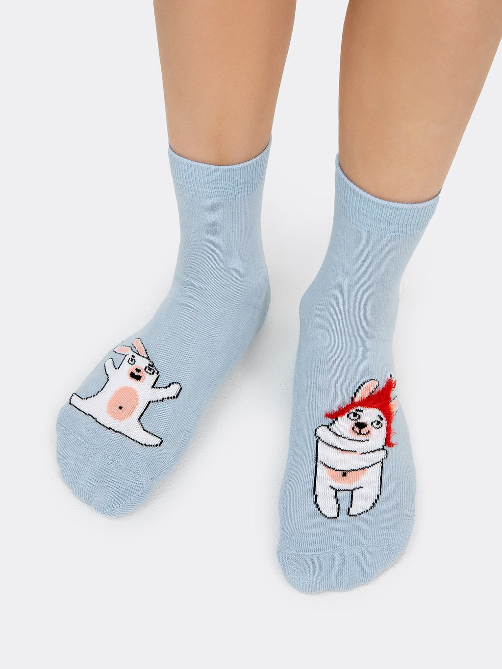 Цена за 5 пар! Детские махровые носки в оттенке туман с зайчиком - Mark formelle фото 2