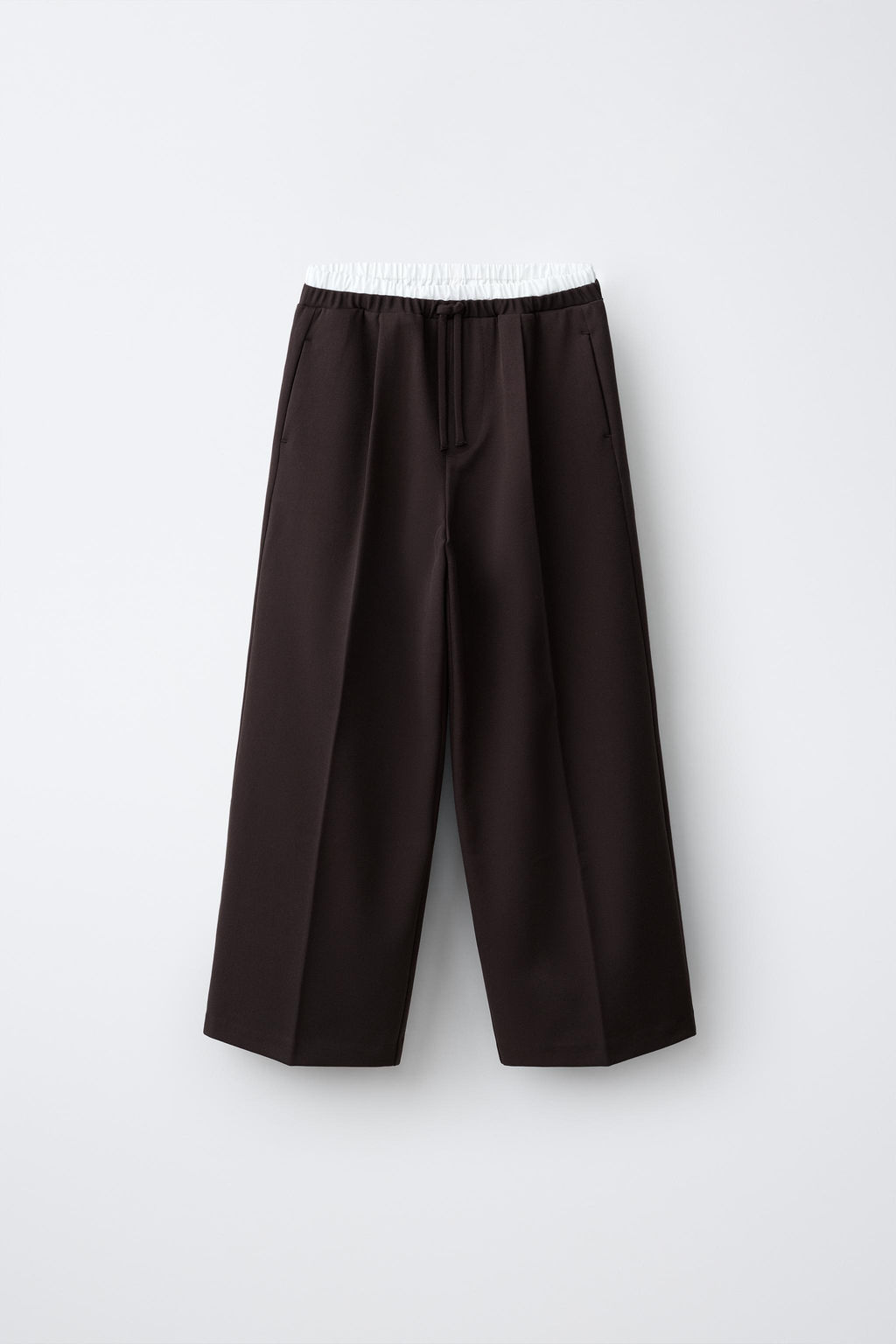 PANTAL?N WIDE LEG CINTURILLA DOBLE / Marr?n