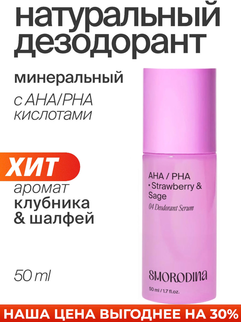 Дезодорант-сыворотка с AHА- и РHA- кислотами - Smorodina фото 5