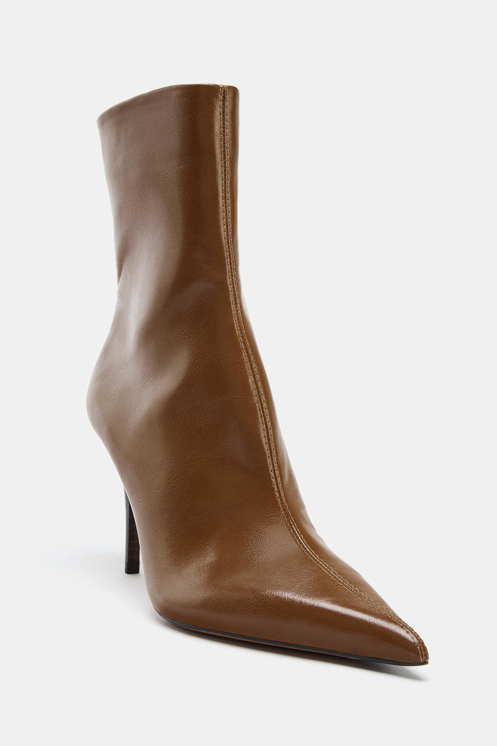 FAUX-PATENT HEELED ANKLE BOOTS