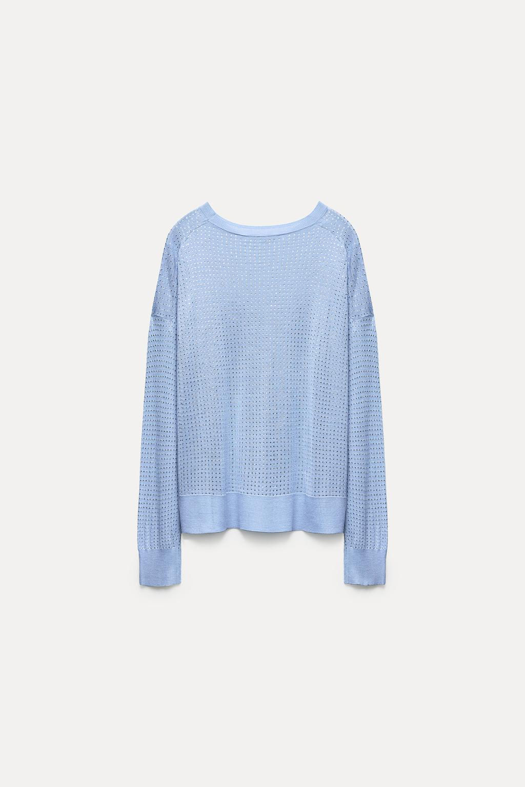 FINE KNIT TOP WITH RHINESTONE DETAIL - Zara фото 5