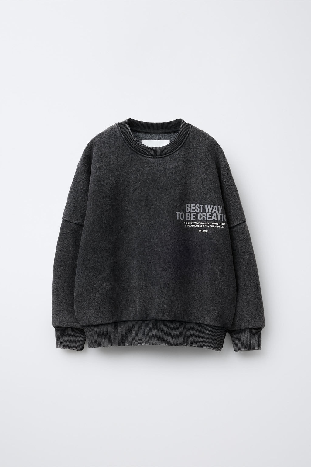 FADED-EFFECT SLOGAN SWEATSHIRT