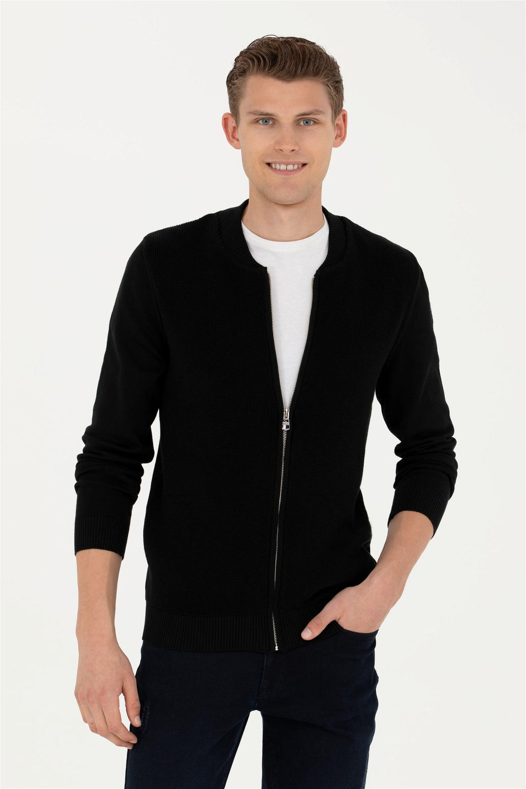 Мужской черный базовый трикотажный кардиган - U.s. polo assn фото 4