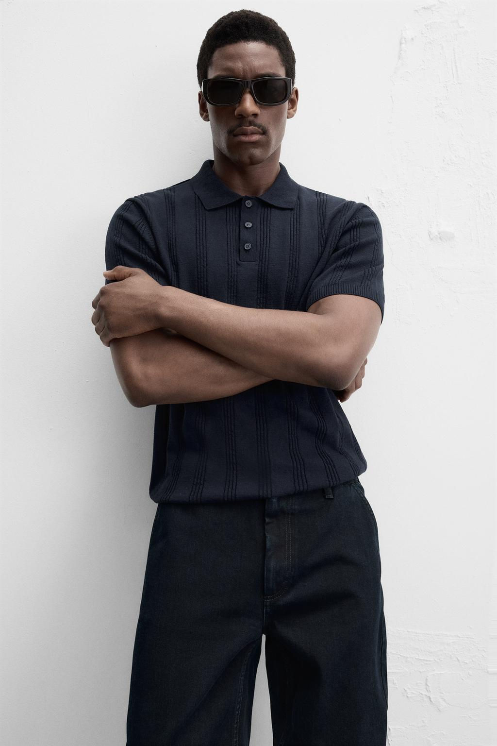 RIBBED KNIT POLO SHIRT - Zara фото 7