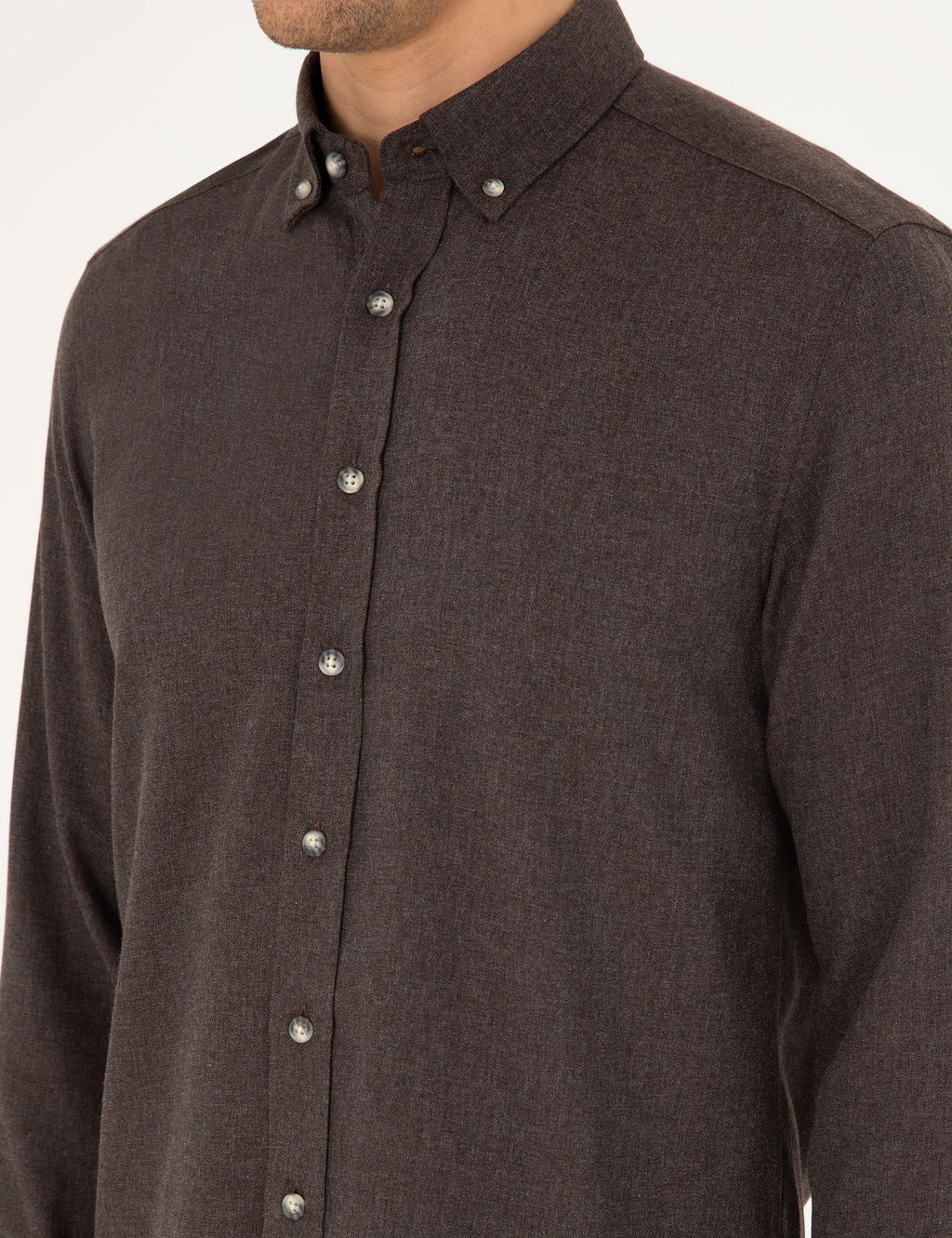 Kahverengi Slim Fit Uzun Kollu G_mlek