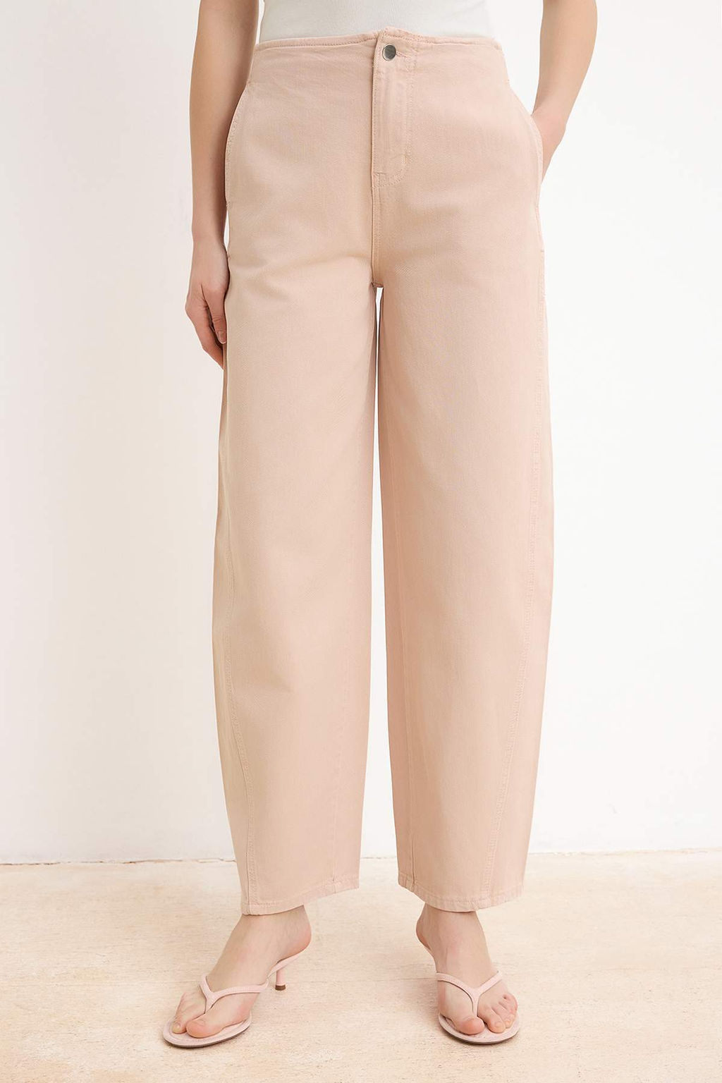 Pembe Bel Detayl? Tencel Kar?s?ml? Yuksek Bel Baggy Jeans TWOSS26JE00297 - Trendyolmilla фото 3