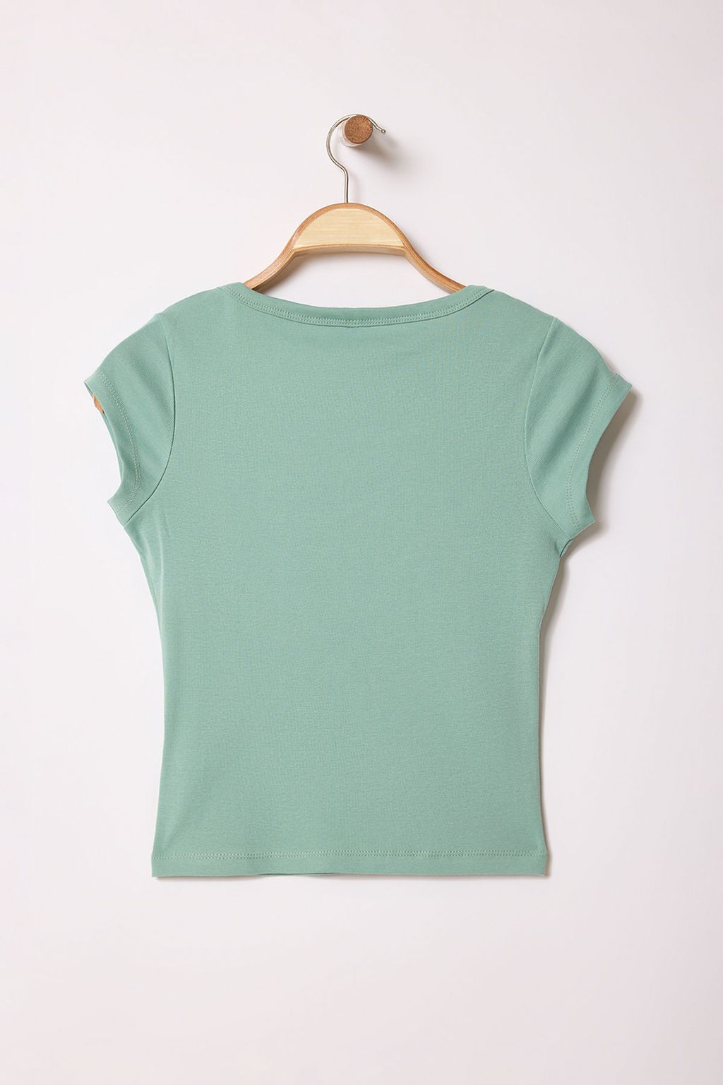 Mint V Yaka Fitted/Vucuda Oturan Orme Bluz TWOSS25BZ00208