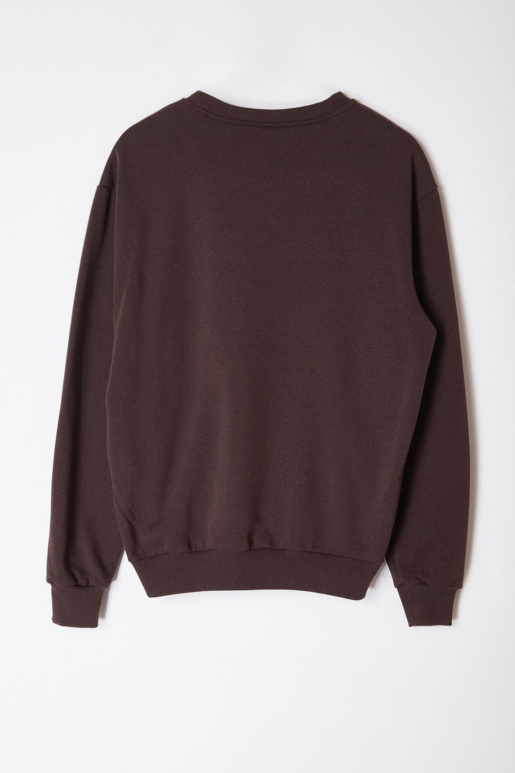 TRENDYOL MAN Koyu Kahverengi Oversize/Genis Kesim Kabartma Yaz? Bask?l? Ici Polarl? Sweatshirt TMNAW25SW00053 - Trendyolmilla фото 12