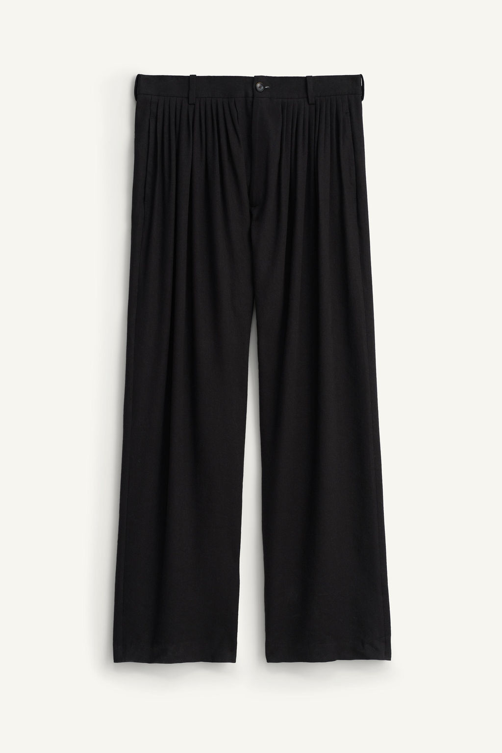PANTAL?N PLIEGUES TRAJE LINO - LYOCELL / Negro