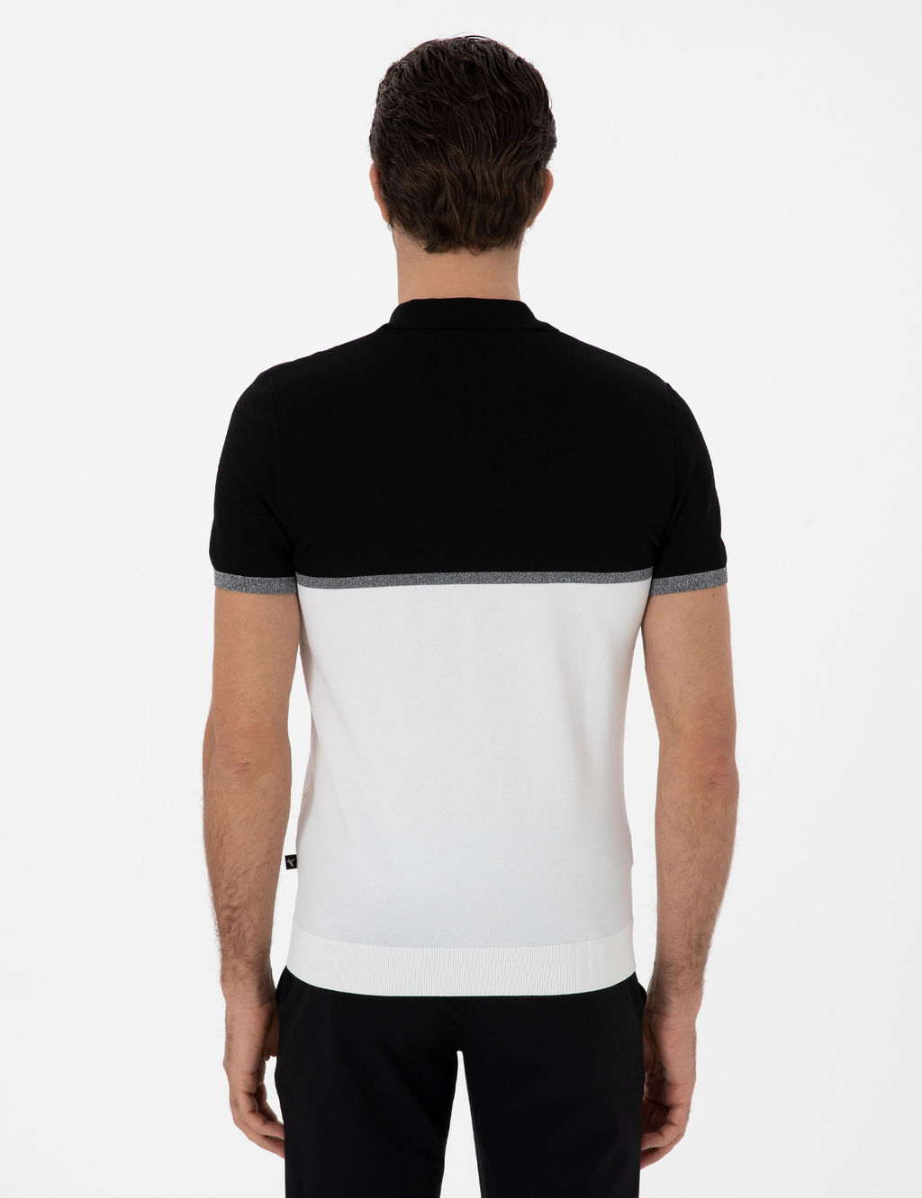 Siyah Slim Fit Apa_ Yaka Triko T-shirt